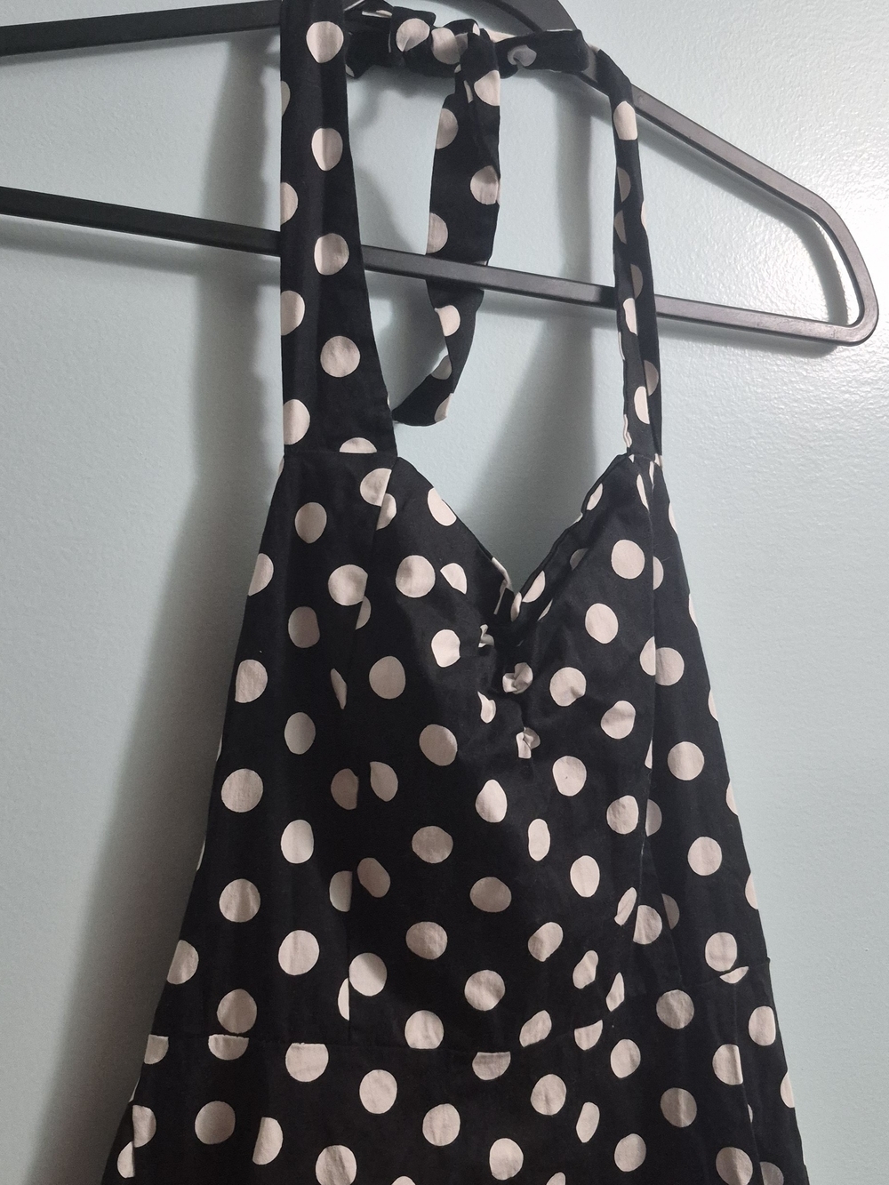 Black and White Polka Dot Halter Dress - Picture 3 of 6